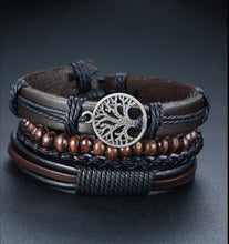 Load image into Gallery viewer, Tree of Life - Mens Leather Bracelet Set
