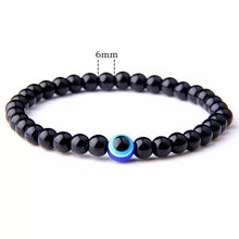 Load image into Gallery viewer, Evil Eye Hand Black Bead Bracelet