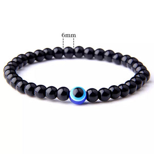 Evil Eye Hand Black Bead Bracelet