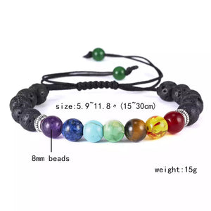 7 Chakra Diffuser Bracelet with Lava Stones