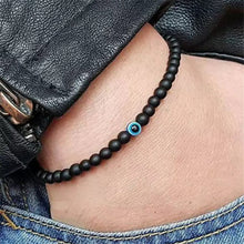 Load image into Gallery viewer, Evil Eye Hand Black Bead Bracelet