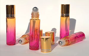 Glass Roller Ball Bottle with Metal Roller Ball PINK/YELLOW 10ml