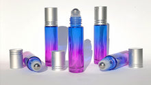 Load image into Gallery viewer, Glass Roller Ball Bottle with Metal Roller Ball BLUE/PURPLE 10ml