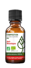 Load image into Gallery viewer, Mosquito Repellent Diffuser Blend with organic essential oils by Laboratoire ALTHO available in Ireland Organic essential oils from Super Lavender, Lemon Eucalyptus, Lemongrass, Geranium Rose and Tropical Basil.