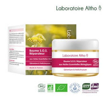 Load image into Gallery viewer, It contains organic Benzoin resin oil with anti-inflammatory and antiseptic properties, organic Helichrysum oil with powerful anti-bruising and pain relieving properties and organic essential oil of Geranium, a great ally of the skin thanks to its regenerating and healing properties. Contains Vitamin E